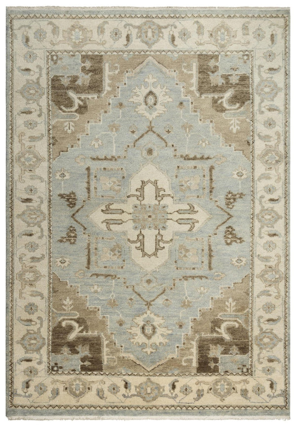 Alora Decor Abby Hand-Knotted Hand-Spun Wool Rectangle Rug With Floral Medallion, Fringe, Timeless Gray Elegance 6' x 9' 01601611100330609