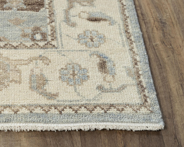 Alora Decor Abby Hand-Knotted Hand-Spun Wool Rectangle Rug With Floral Medallion, Fringe, Timeless Gray Elegance 6' x 9' 01601611100330609