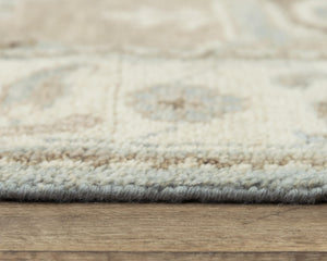 Alora Decor Abby Hand-Knotted Hand-Spun Wool Rectangle Rug With Floral Medallion, Fringe, Timeless Gray Elegance 6' x 9' 01601611100330609