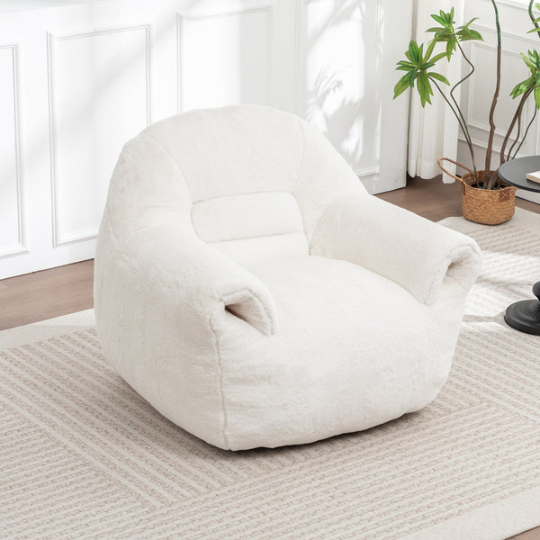English Elm Bean Bag Chair - Plush Faux Fur Sofa With Back Support, Lightweight & Stylish Seating For All Ages W2200P326887