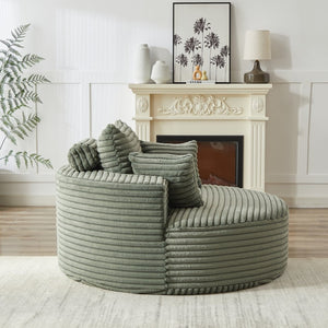 English Elm 55'l Chenille Round Sleeper Chair Fluffy Sculptural Seat for Living Room or Bedroom Green W834P401585