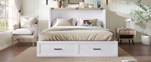English Elm Murphy Full-Size Cabinet Bed with Built-In Charging Station, Storage Drawer & 700lb Capacity Comfort White 57.25 L x 27 W x 6 H N733S293997W