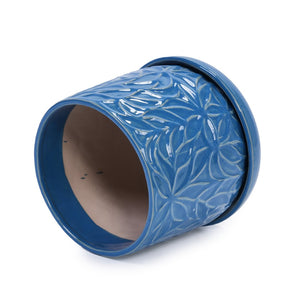 English Elm Set Of 2 Ceramic Flowerpots - 7" Stylish Navy Planters For Modern Home, Garden & Patio Décor W3273P322544-GIGA