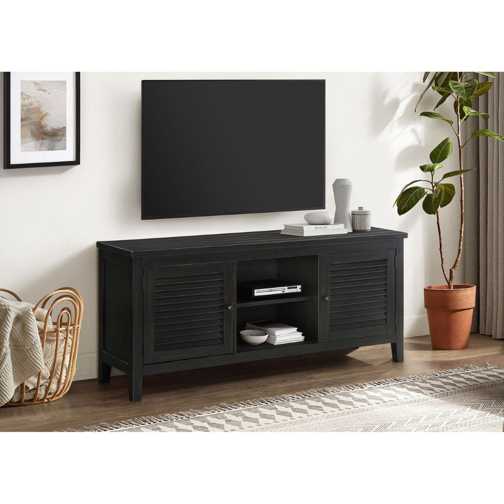 English Elm Sutter Mission Style Louvered Door Tv Stand Rustic Pine Console for Living Room B062P441044