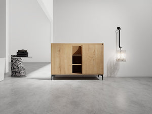 English Elm Soft Close Doors & Open Storage Rack, 48-Inch Freestanding Bathroom Vanity With Plywood Finish W999125009-GIGA