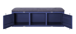 English Elm Cargo Industrial Storage Bench with Padded Seat, Metal Doors & Open Compartment for Entryway Decor Blue,Gray 61 L x 19 W x 10 H B2726P263384