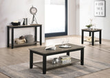 English Elm Coffee Table With Open Shelf In Dark Brown and Grey