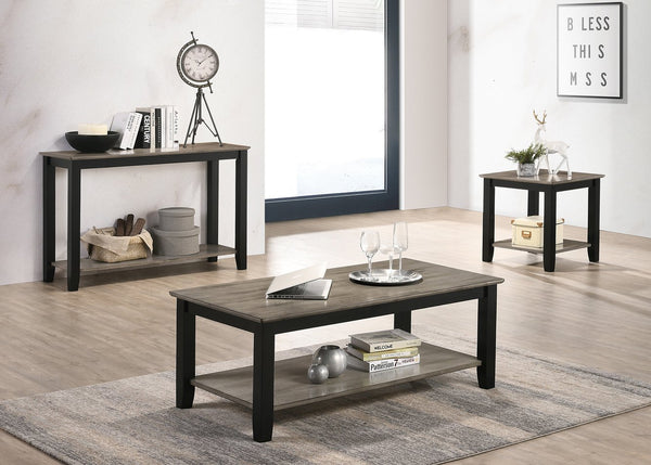 English Elm End Table Contemporary Square Dark Brown & Grey with Lower Open Shelf, Minimalist Urban Storage Accent SR016385