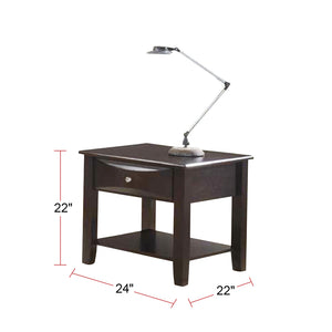 English Elm End Table with One Drawer in Brown — Rustic Accent Table with Lower Shelf, Spacious Top for Décor and Storage SR016388