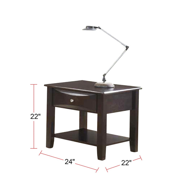 English Elm End Table with One Drawer in Brown — Rustic Accent Table with Lower Shelf, Spacious Top for Décor and Storage SR016388