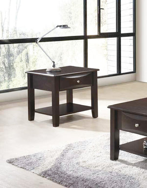 English Elm End Table with One Drawer in Brown — Rustic Accent Table with Lower Shelf, Spacious Top for Décor and Storage SR016388