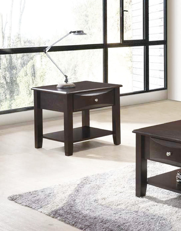 English Elm End Table with One Drawer in Brown — Rustic Accent Table with Lower Shelf, Spacious Top for Décor and Storage SR016388