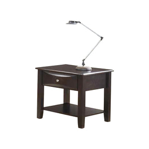 English Elm End Table with One Drawer in Brown — Rustic Accent Table with Lower Shelf, Spacious Top for Décor and Storage SR016388