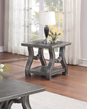 Silver End Table with Open Shelf, Curved Lines, Durable Construction - 26 x 26 x 25, 50 lbs Capacity