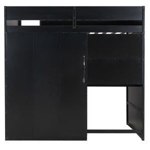 English Elm Full Size Loft Bed with Rgb Lighting Desk Open Wardrobe and Storage for Gaming Rooms Red LT000277AAR
