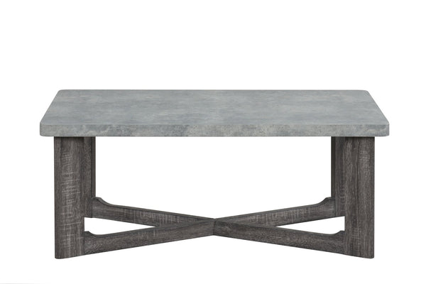 English Elm 3pc Faux Marble Top Coffee and End Table Set with Cross-leg Base in Gray B011P427925