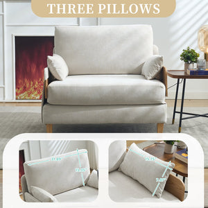 English Elm Foldable sofa bed recliner with three pillows, 3-in-1 convertible sleeper for small spaces, mid-century modern comfort Beige W395P290556