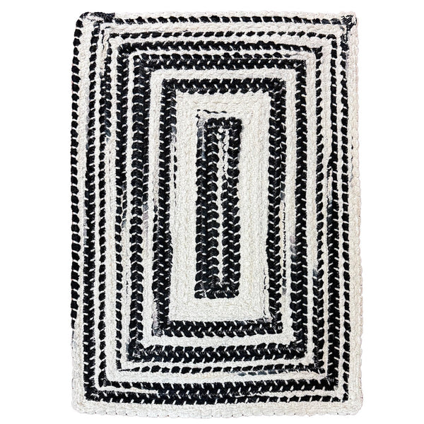 Capel Rugs Crafted Cotton Chenille Rugs – Soft, Plush Texture With Durable Wool-blend For Modern Rustic Charm Black White, White 88% Cotton,12% Wool 0165qs00240036300
