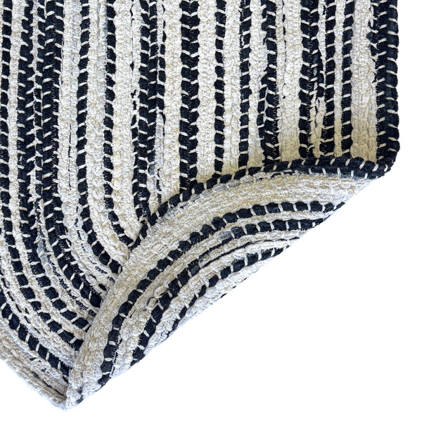 Capel Rugs Crafted Cotton Chenille Rugs – Soft, Plush Texture With Durable Wool-blend For Modern Rustic Charm Black White, White 88% Cotton,12% Wool 0165vs04000600300