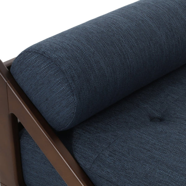 English Elm Chaise Lounge with Button Tufting Waffle Stitch Bentwood Frame for Living Room 70758.00NBLU