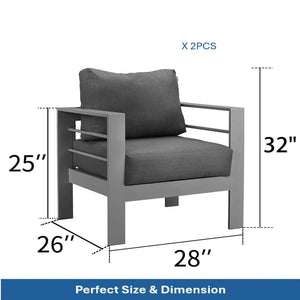 English Elm 4-piece Outdoor Aluminum Conversation Set with Deep Lounge Seating and Wpc Coffee Table Dark Grey B082S00089