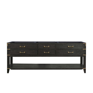 English Elm Black Oak Double Bath Vanity 84 in W x 22 in D – Solid Wood Frame, Soft-Close Drawers, Ample Storage, Fully Assembled B2731P261068