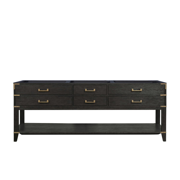English Elm Black Oak Double Bath Vanity 84 in W x 22 in D – Solid Wood Frame, Soft-Close Drawers, Ample Storage, Fully Assembled B2731P261068