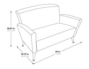 OSP Home Furnishings Loveseat with Antimicrobial Faux Leather Upholstery and Chrome Legs for Office or Home Blue SL50552-R105