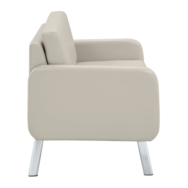OSP Home Furnishings Lounge Faux Leather Loveseat with Chrome Legs for Modern Lobbies and Reception Areas SL5602-PD28