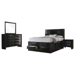English Elm Roxbury Mid-century California King Bedroom Set with Walnut Veneer and Tufted Headboard B062S00784