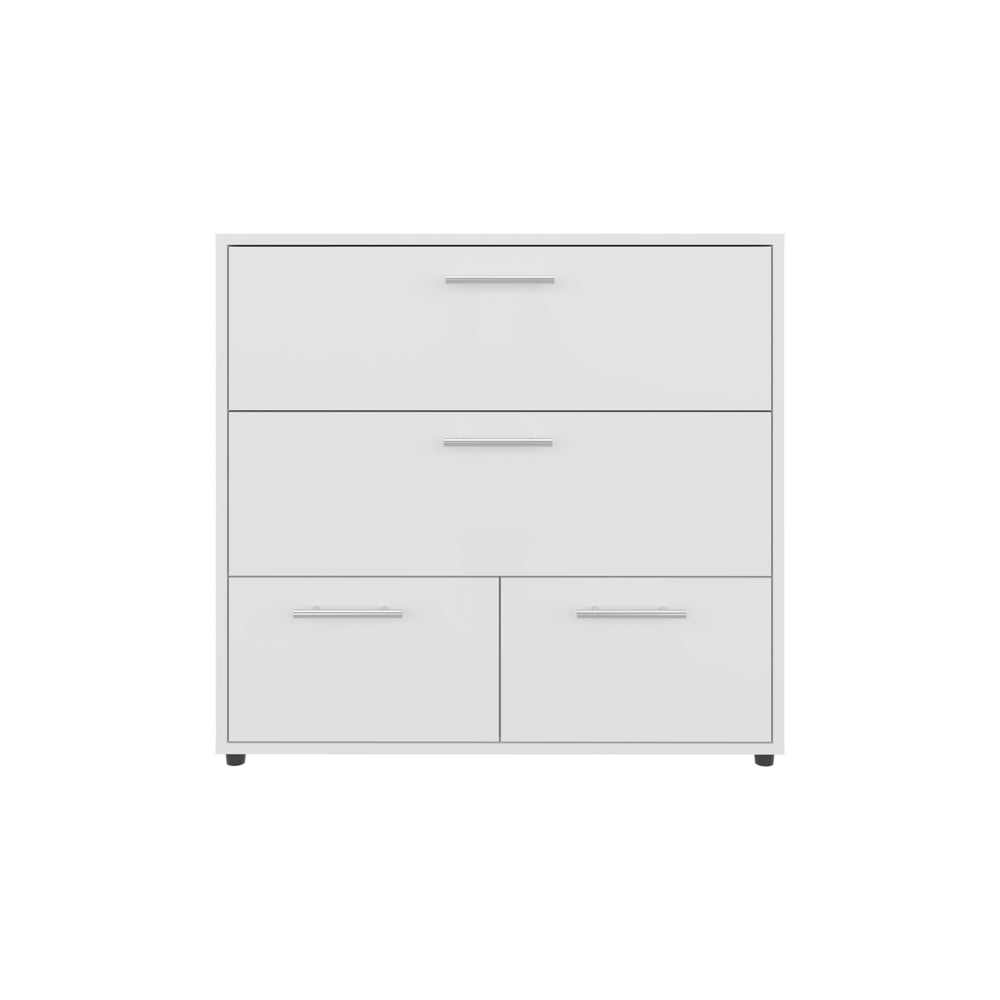 English Elm Alpine Wide Four Drawer Dresser in White Kronos Finish — Slim 31.5" Modern Storage, Smooth Glide B070P337079