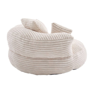 English Elm Bean Bag Sofa Oversized Corduroy Floor Lounge Chair with Armrests Pillows Foam Fill Beige W395P426811