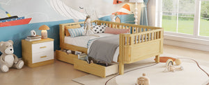 English Elm Twin Kids Platform Bed Teddy Fabric Upholstered with Bunny Cushions and Safety Rails W2593P395956