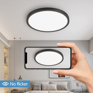 English Elm 6pk Round Led Flush Mount Panel Dimmable 5 Cct Selectable Bathroom Ceiling Fixture Black W1340P332597