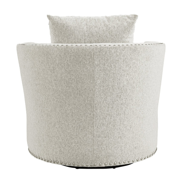 English Elm Living Room Chair Morelia Swivel Chenille with Nailhead Trim, Loose Back Cushions & Solid Wood Base Beige 34.75 L x 33 W x 29 H B011P321290