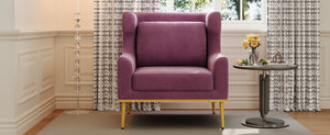 English Elm Modern Velvet Accent Chair Curved Arms Plush Cushion Upholstered Seat for Living Room Purple N763P360686I