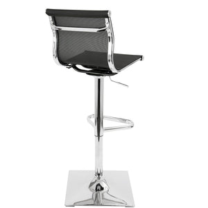 English Elm Mirage Perforated Mesh Adjustable Barstool with Swivel & Chrome Base — Faux Leather Black, 360° Comfort B202P222340