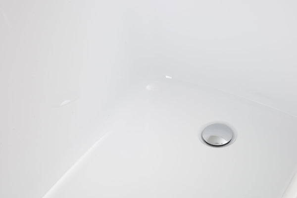 English Elm 49'' Acrylic Freestanding Soaking Tub with Sit-in Seat Japanese Square Design Glossy Black W1920P412396