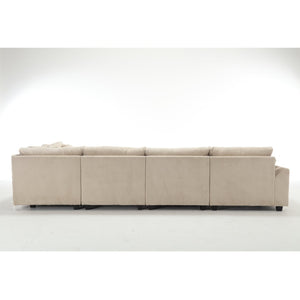 English Elm {New} Oversized Modular Sectional Sofa - Cozy Beige Corduroy, Convertible Design For Stylish Living Spaces W2325S00014-GIGA