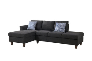 English Elm Hidden Compartment Modular Sectional with Pull Out Drawer and Coordinated Accent Pillows Black+ Gray B2730S00062