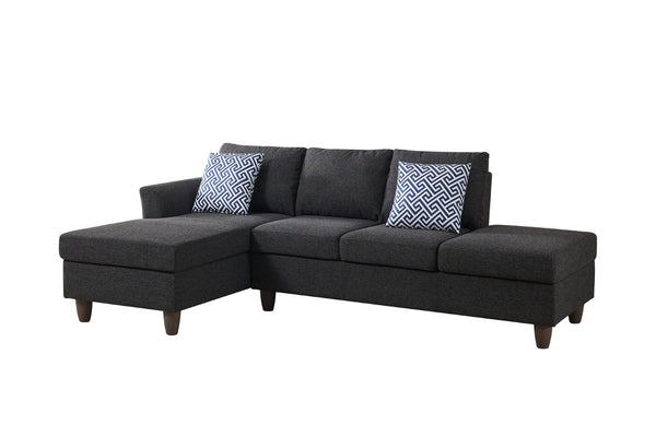 English Elm Hidden Compartment Modular Sectional with Pull Out Drawer and Coordinated Accent Pillows Black+ Gray B2730S00062