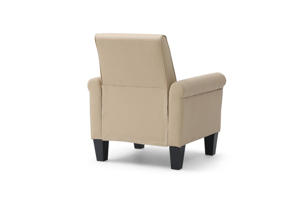 English Elm Vineland High Back Faux Leather Accent Chair with Tailored Piping for Modern Living Beige B078P497925