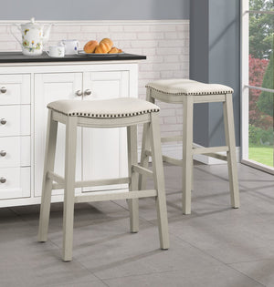 OSP Home Furnishings 29" Saddle Stool - Set of 2 Linen / White Washed