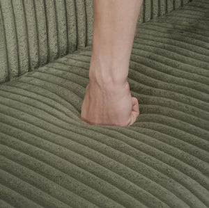 English Elm 79 Corduroy Sofa Bed Foldable Double Convertible Sleeper with Folding Armrests for Compact Living Rooms Green W2290P250574