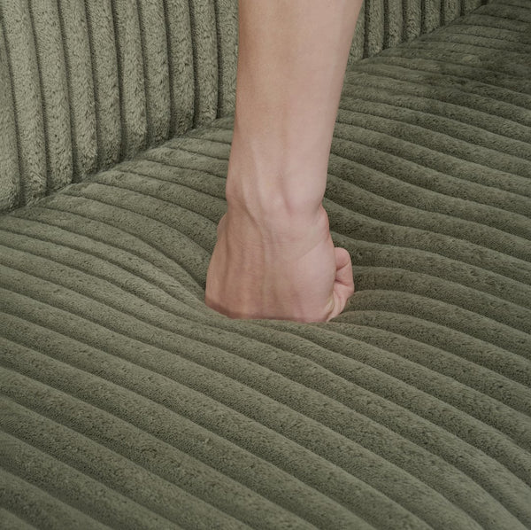 English Elm 79 Corduroy Sofa Bed Foldable Double Convertible Sleeper with Folding Armrests for Compact Living Rooms Green W2290P250574