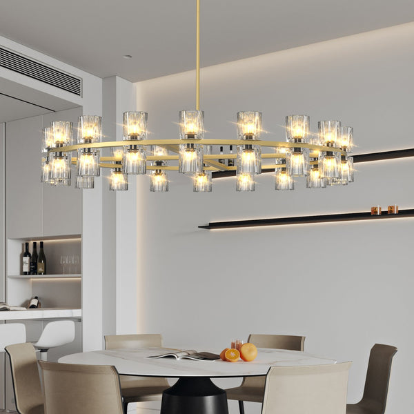 English Elm Modern 36" Gold K9 Crystal Chandelier, 108W Warm G4 LED Ceiling Light for Dining Room Foyer W1340P310781