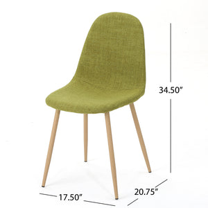 English Elm Christopher Knight Home® - DINING Contoured Fabric Dining Chair with Iron Legs Wood-Finish, Upholstered Comfort and Durable Design Green 60787.00GRN