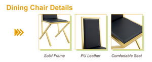 English Elm 2-pack Black Pu Leather Dining Chairs with Angled Silver Metal Legs Modern Set Black+Gold W1151P301824