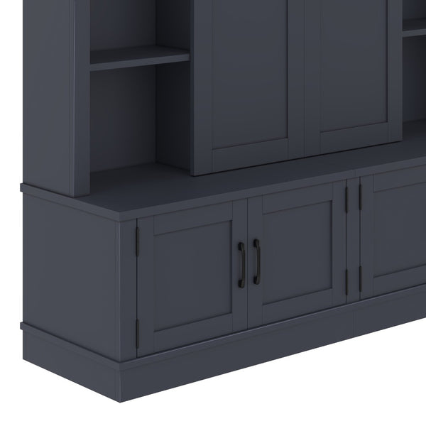 English Elm The Industrial Barn Door Entryway Cabinet with Sliding Rails and 12 Storage Compartments Blue W1580S00272
