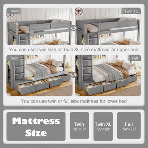 English Elm Twin Triple Bunk Bed Metal L-shaped Frame Sleeps Three Kids White Finish W1580S00474